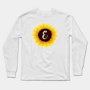 Floral Monogram E Bright Yellow Sunflower Long Sleeve T-Shirt